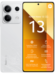 Kamera HD günstig Kaufen-Xiaomi Redmi Note 13 5G 256 GB Arctic White. Xiaomi Redmi Note 13 5G 256 GB Arctic White . 6,67 Zoll 120Hz FHD+ AMOLED Display,Superklare 108 Megapixel Dreifach-Kamera