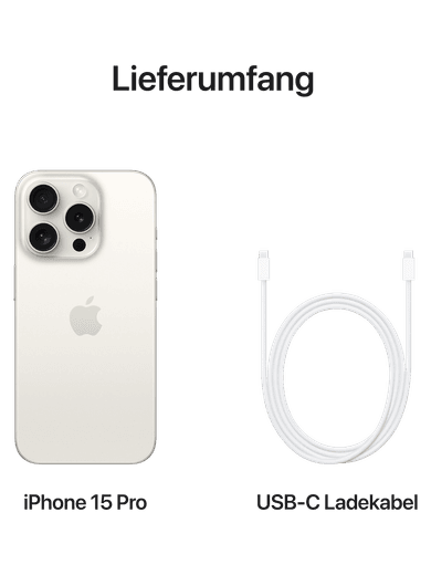 Apple iPhone 15 Pro 128 GB Titan Weiß Rechte Seite