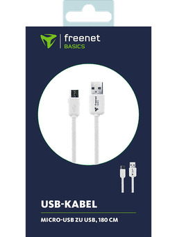 freenet Basics Lade- &amp; Datenkabel Micro-USB 180cm Weiß Vorderseite