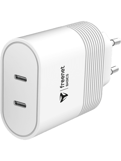 freenet Basics Travel Charger Dual 2 x USB-C Power Delivery 40W (weiß)