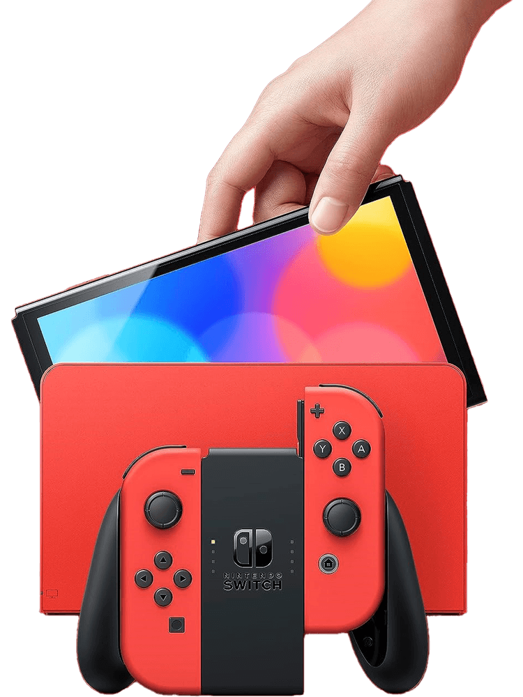 nintendo switch oled modell mario edition rot vorderseite